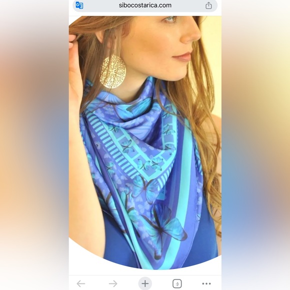 Sibo Accessories - Sibo Costa Rica Elegant Blue Butterfly Scarf